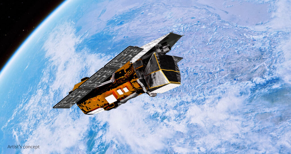 Artist's concept of NASA's Swift Observatory in orbit above Earth